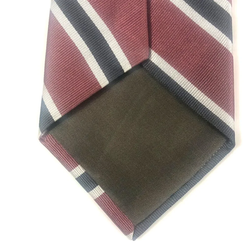 Stafford All Silk Tie Red Gray Silver Striped USA Made Regatta Classic Repp